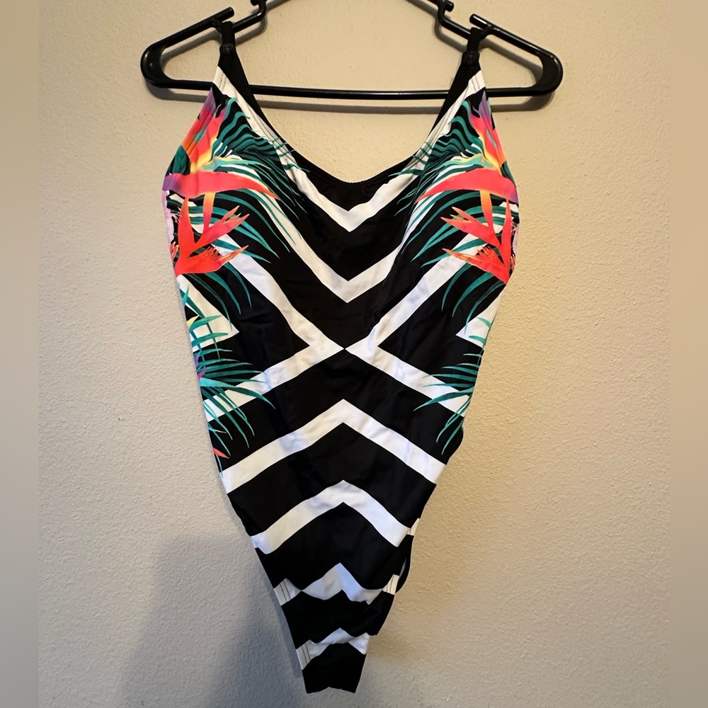Victoria’s Secret PINK Tropical Black and White One Piece Swimsuit